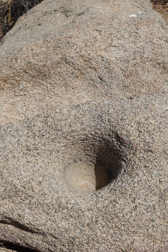 Historical Bedrock mortar in Joshua Tree National Park