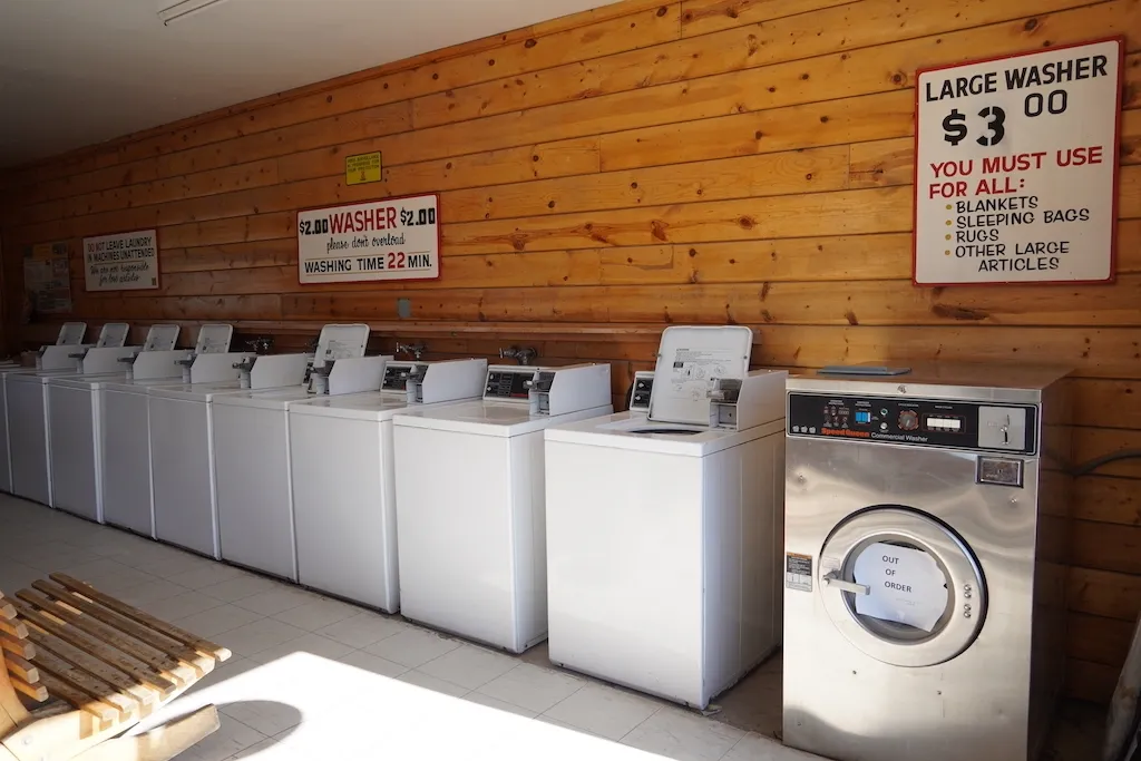 There are many washers in the laundry room at KOA Barstow and Calico.