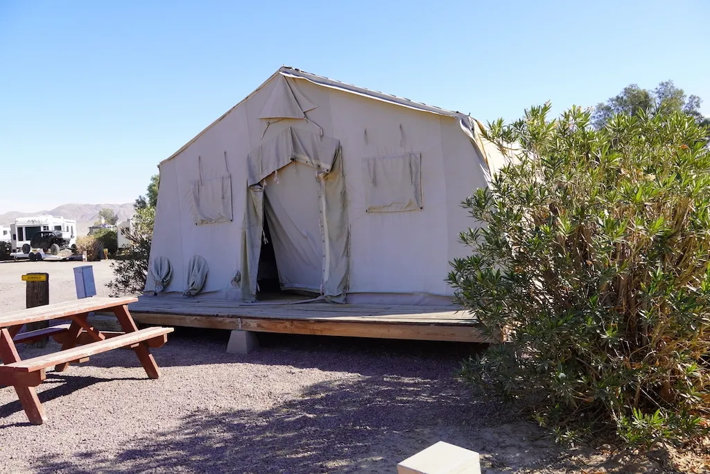 A Canvas Tent site at KOA Barstow and Calico.