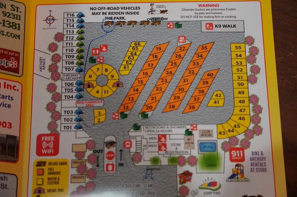 The map of KOA Barstow & Calico.