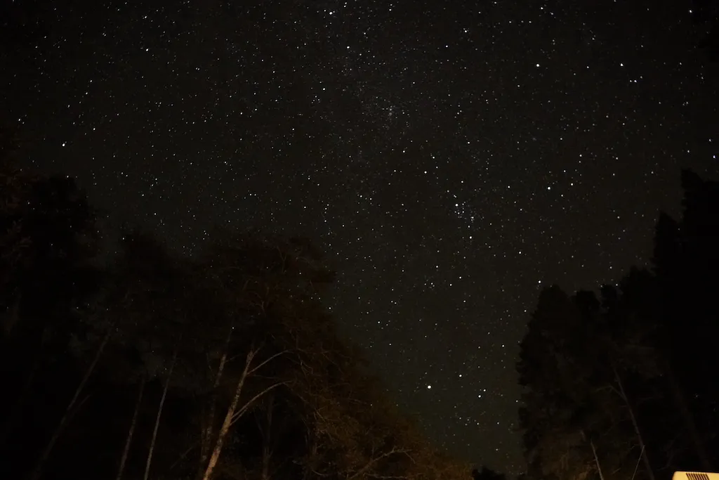 The sky is full of stars at Van Damme State Park in California.