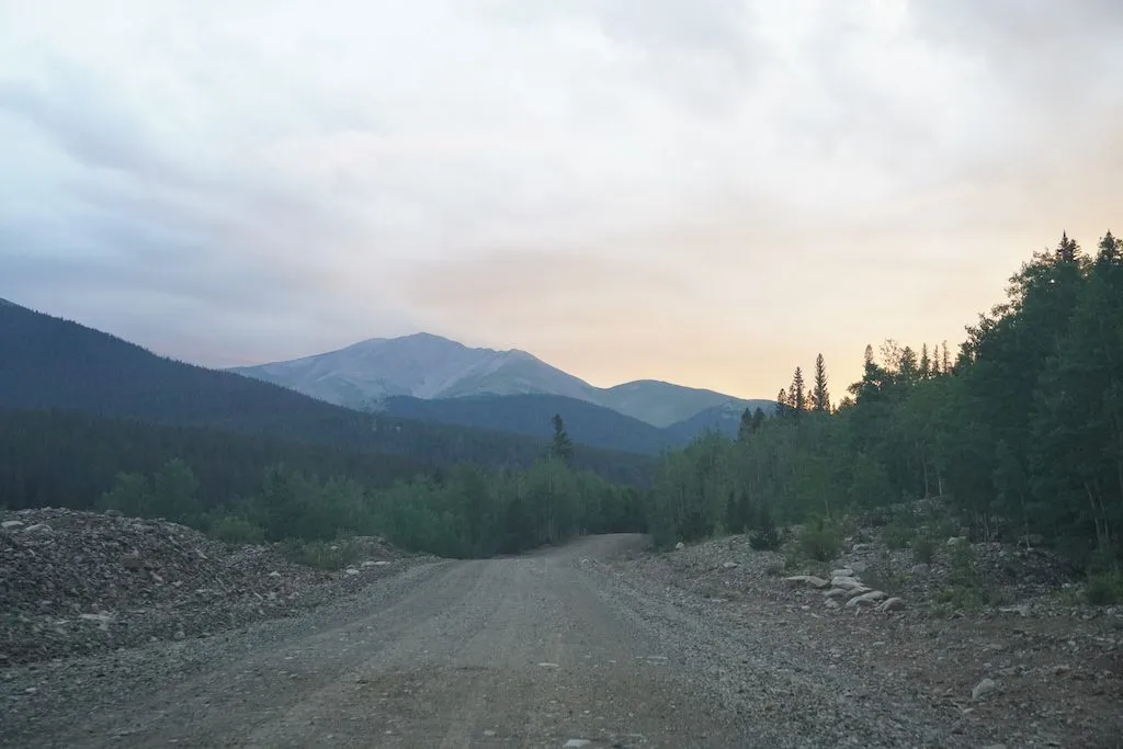A rough road toward the mountain.