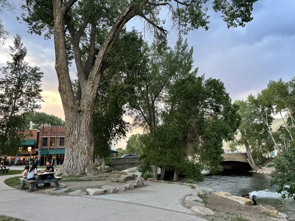 The running white river during the sunset time in Salida, Colorado.