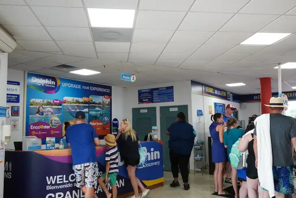 People are walking from the Furnace Creek Visitor Center in Death Valley.