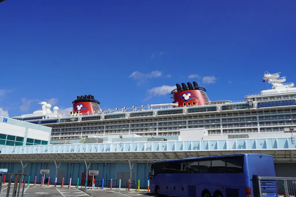 Disney Cruise Dream Ship is at the port of Miami.