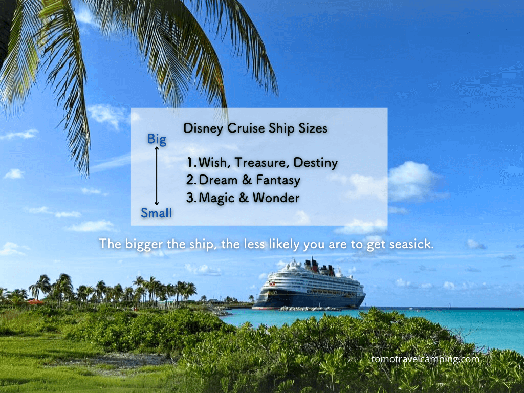 Disney Cruise Ships Comparison Chart English - Tomo Travel & Camping Disney Cruise Dream is being parked at Castaway Cay.
