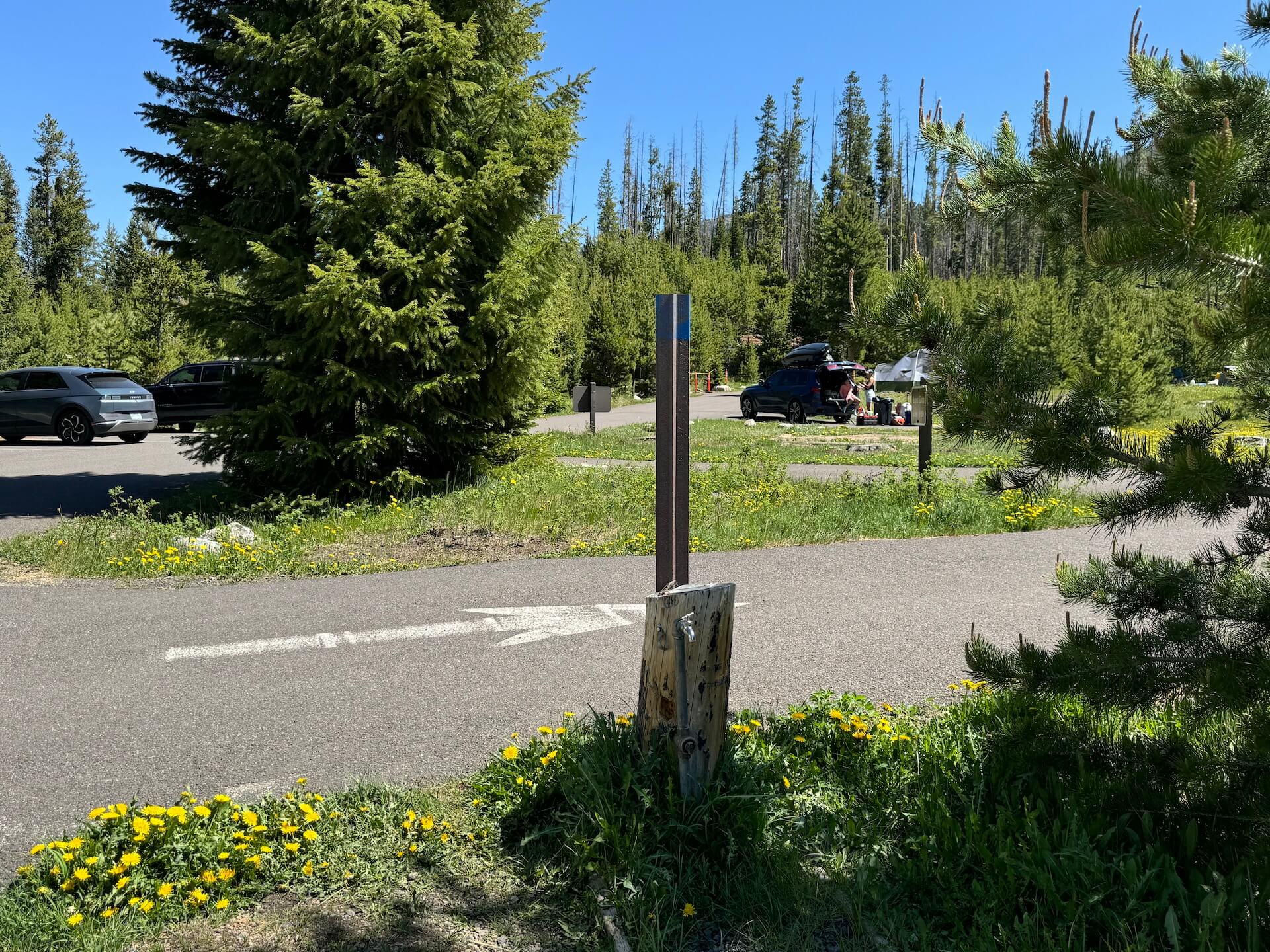 Water faucet at a campground.