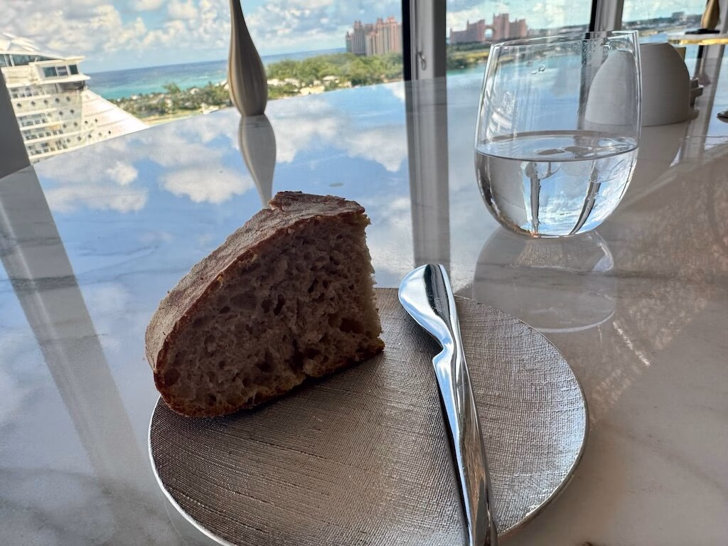 The French bread served at Enchanté restaurant on the Disney Wish.