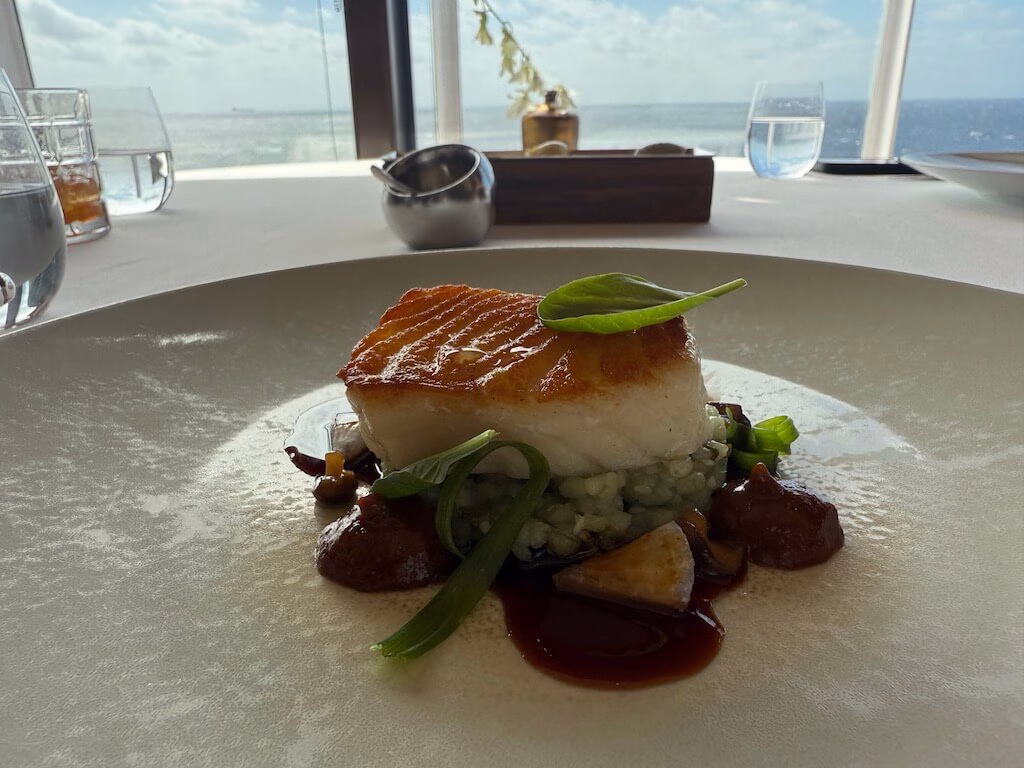 Toothfish served at Remy, the adults-only restaurant on the Disney Cruise.