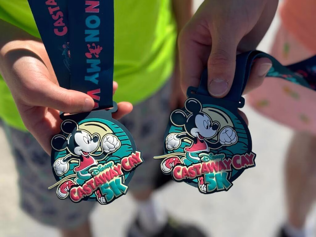 At Castaway Cay, one of the magical stops on your Disney Cruise, you can run the 5K and receive a fun rubber medal as a free souvenir to remember your experience! Here's a look at the 2025 medal.